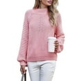 thumbnail image 2 of Womens Turtle-Neck Oversized Sweaters Casual Long Sleeve Pullover Loose Chunky Knit Jumper Pink L, 2 of 10