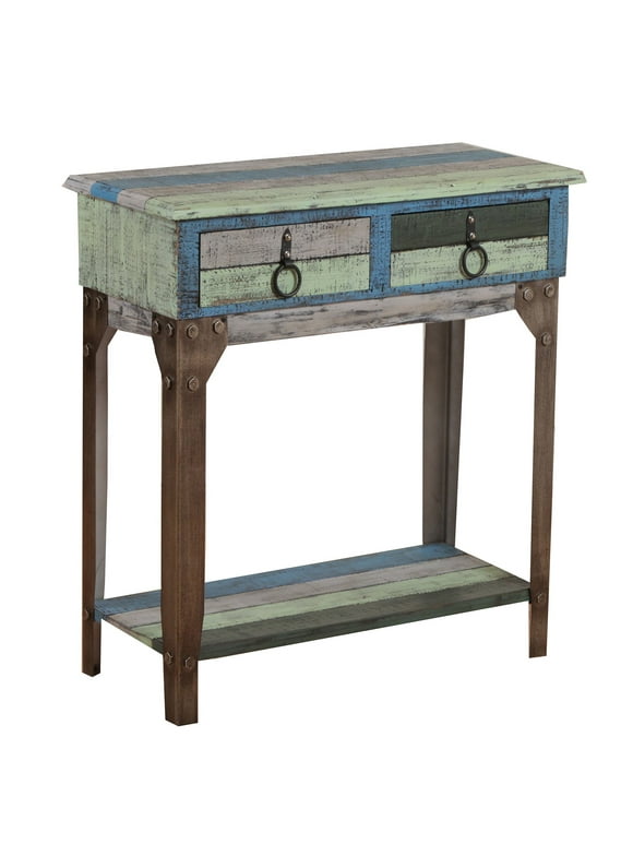 Linon Calypso Small Wood Console Table in Blue