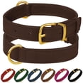 thumbnail image 1 of Collar de piel auténtica para perro, collar de mascota acolchado suave y resistente para perros pequeños, medianos y grandes (café, M, ajuste de cuello de 12 a 15, 1 of 8