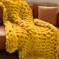 thumbnail image 4 of Hand Knitted Chunky Blanket Throws:Weighted Knit Blanket Throw,Handmade Chunky Yarn Blanket for Sofa and Bedroom,Soft Thick Knit Throw Blanket,Fluffy and Cozy,47×70 Inch (Orange), 4 of 15