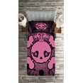 thumbnail image 2 of Ambesonne Pink Quilted Coverlet 2 Pcs, Skull Grunge Pop Art, Twin Size, Pink Black, 2 of 2