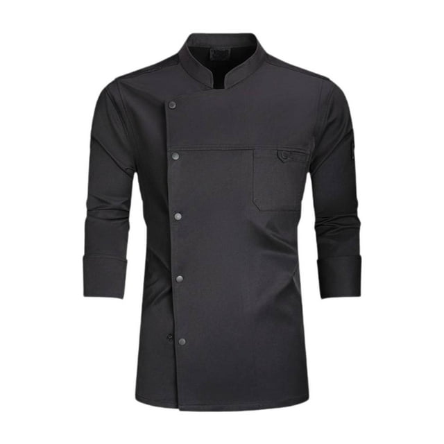 Chaqueta de chef otoño invierno transpirable para hombre mujer clásica negra camarero camarera L