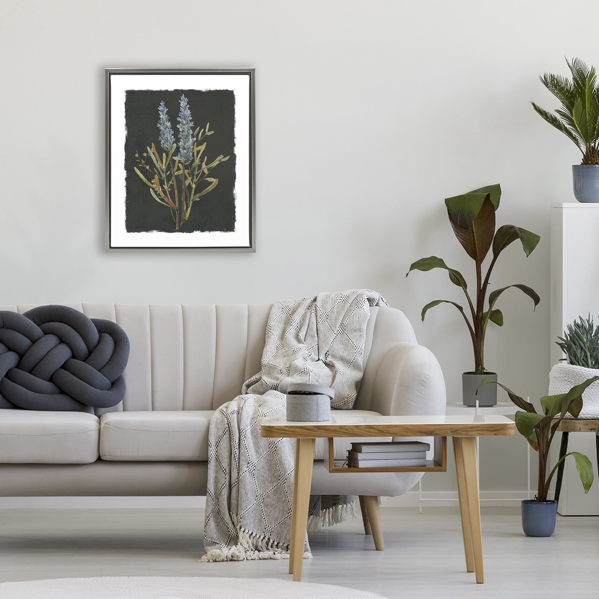 Stupell Industries Lavender Sprigs on Dark Background Gray Framed Floater Canvas Wall Art, design by Carol Robinson