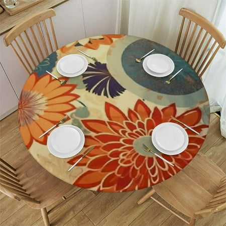 

BCIIG Flowers Round Table Cover Stain Resistant and Washable for Indoor Outdoor Tablecloth Kitchen Dining Wedding Parties Decoration Waterproof 100% Polyester Fabric 38 -42