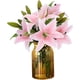 thumbnail image 1 of racimos de flores de lirio artificiales de simulación de lirio hidratante con mango de alta simulación para decoración del hogar de la sala de estar (polvo ligero), 1 of 5