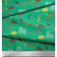 thumbnail image 2 of Soimoi Green Georgette Viscose Fabric Bird & Animals Cartoon Print Fabric by Yard 42 Inch Wide, 2 of 3