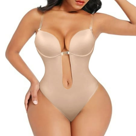 

Yuelianxi Shapewear For Women Plus Size Backless Built In Bra Body Shaper Seamless With Open Crotch