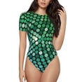 thumbnail image 2 of Picia Green Disco Lights Womens One Piece Swimsuits Modest Tummy Control Bathing Suits Lace Up Slimming Swim Suit-Medium, 2 of 9