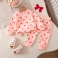thumbnail image 4 of NAISIBABY Toddler Girls Sets, Bowknot Graphic Pullover Sweatshirt and Tapered Pants Cute Outfit 2-Piece Pink 3T, 4 of 7
