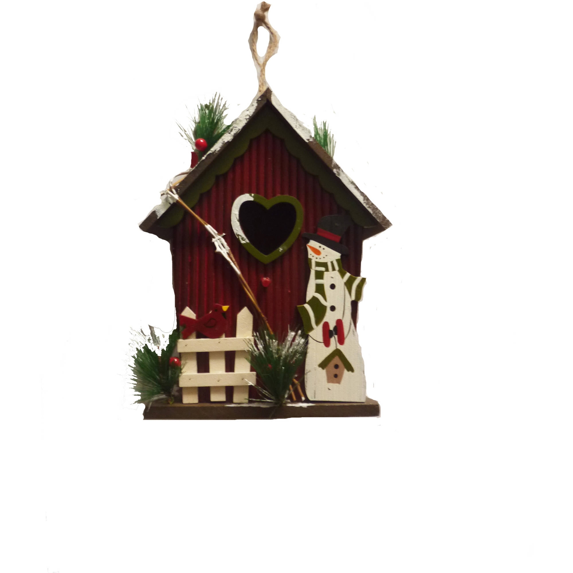 Holiday Time Christmas Decor 9" Wooden Birdhouse Décor, Red
