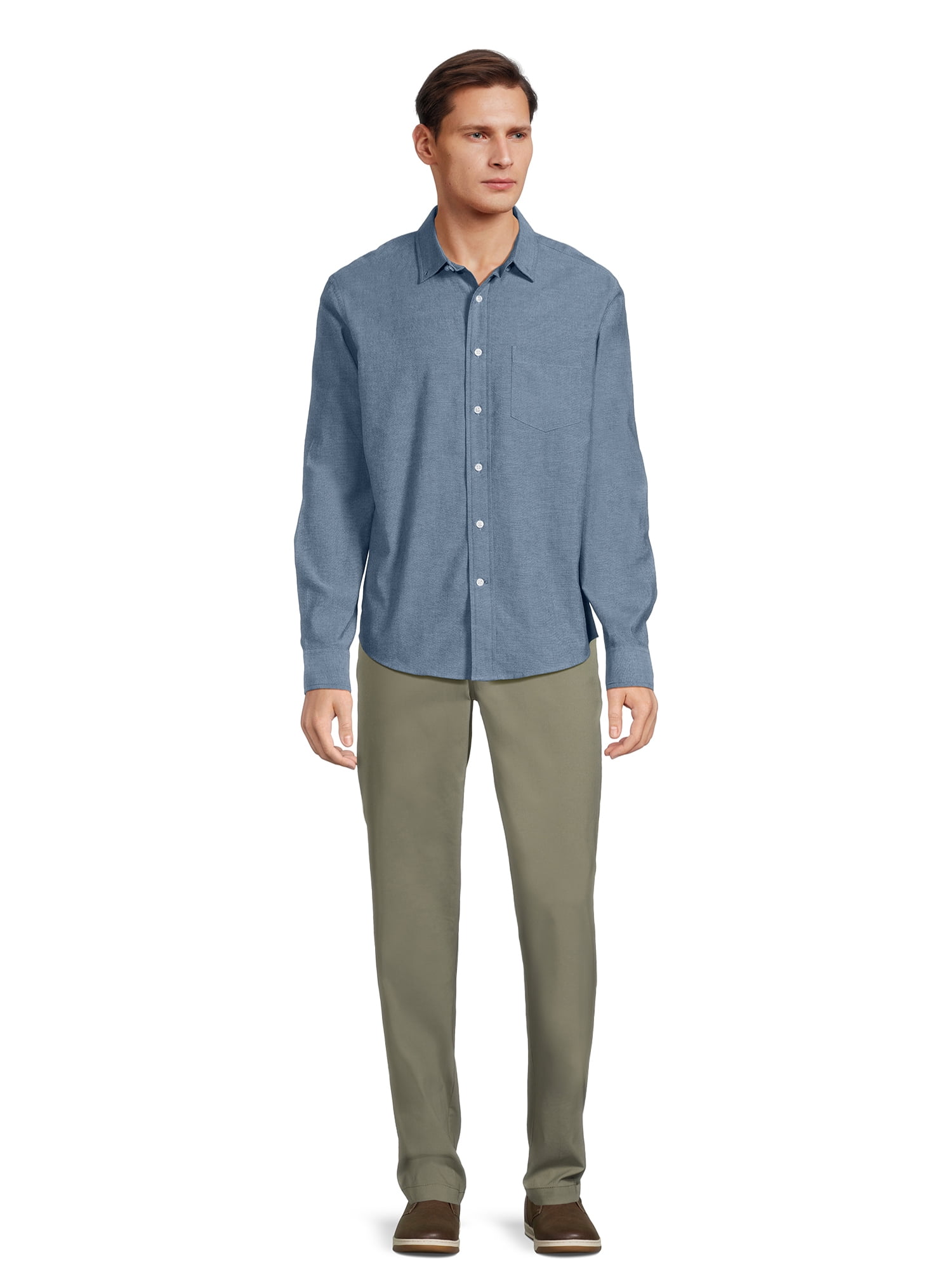 George Men's Long Sleeve Poplin Button-Up Shirt