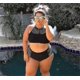 thumbnail image 3 of Women Halter Neck High Waisted Crop Top Bikini Set Swimsuits Swimwear Plus Size, 3 of 4