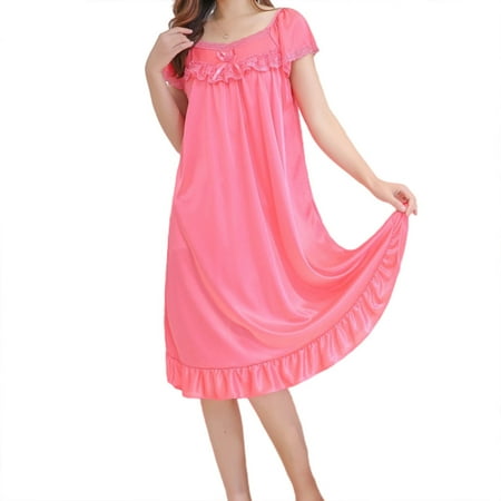 

Girl s Oversize Nightgown for Summer Short Sleeve Lace Ruffle Trim Pajama Dress