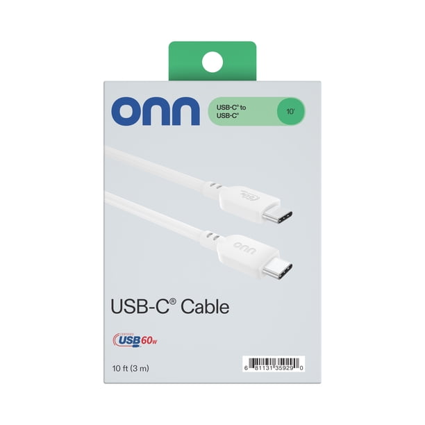 AON☆ onn 10ft USB-C to USB-C Fast Charging Cable, USB-IF Certified