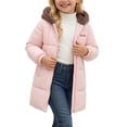 thumbnail image 3 of ITSAME Girls Hooded Puffer Coat Long Sleeve Full Zip Winter Quilted Warm Outerwear Jacket with Pockets Pink Size 8, 3 of 7