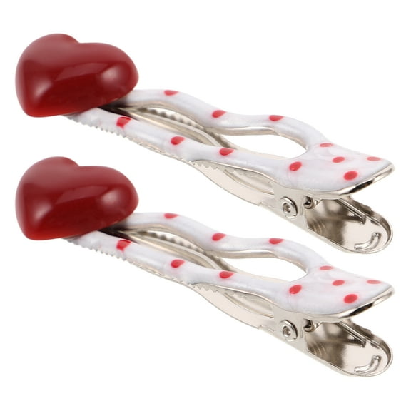 2 Pcs Heart Dot Hair Clip Clips Toppers on Bangs for Women Miss