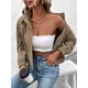 thumbnail image 4 of Chaqueta Ligera de para Mujer, de Larga, con Cremallera y Botones A Presión, para Otoño. Marrón S, 4 of 10