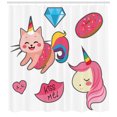 thumbnail image 3 of Ambesonne Unicorn Cat Shower Curtain, Fantasy, 69"Wx84"L, Pink Multicolor, 3 of 3