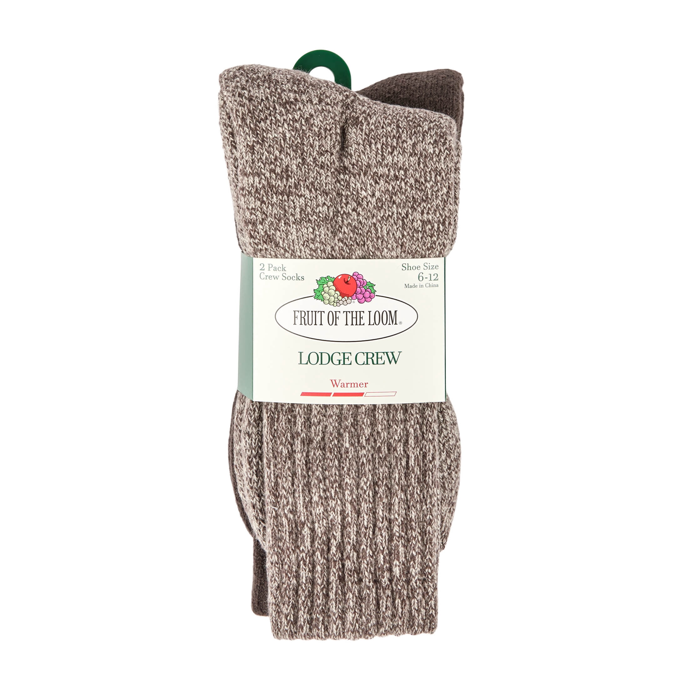 Fruit of the Loom Thermal Men's Crew Socks, Sizes 6-12, 2-Pack