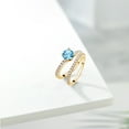 thumbnail image 4 of 18K Yellow Gold Plated Silver Swiss Blue Topaz and White Moissanite Wedding Engagement Band Bridal Set Ring for Women (1.49 Cttw, Gemstone November Birthstone, Available in Size 5, 6, 7, 8, 9), 4 of 5