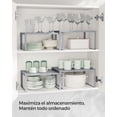 thumbnail image 3 of SONGMICS Especiero, Estante para Especias, Organizador para Armarios, para Mostradores, Elevador de Estantes, Apilable, Ampliable, Juego de 2 Estantes Metálicos para Cocina, Plata, 3 of 6