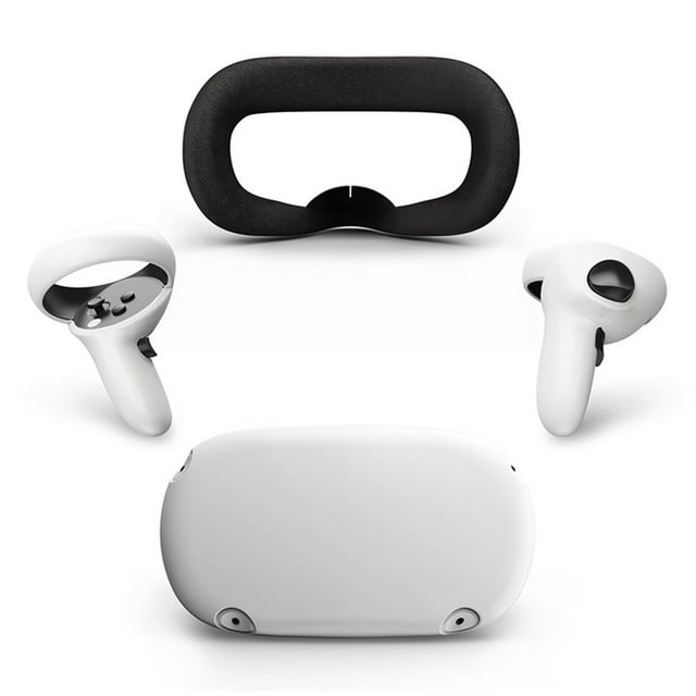 yeacher SiWiQU 4-Piece Protective Set for Oculus Quest 2, Silicone Face Cover, Controller Grips, and Shell Protector - Sweatproof, Anti-Slip, Lightproof Accessories for Enhanced VR Gaming Experience