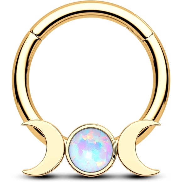 shiyou-Septum Jewelry 16G Moon Septum Rings 316L Stainless Steel Daith Piercing Jewelry Helix Earrings for Women Opal Septum Piercing Jewelry, Metal, cubic-zirconia
