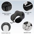 thumbnail image 4 of Juego de 4 piezas (negro) de almohada de viaje, almohada de espuma viscoelástica para el cuello, esencial para el cuello, bolsa de transporte incluida, tapones para los oídos y máscara para dormir, 4 of 5