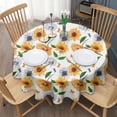 thumbnail image 3 of White Butterfly Sunflower Pattern Round Tablecloth 60"x60",Wrinkle Wipeable Table Cloth for Kitchen Dining Room Picnic Patio Party, 3 of 6