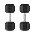 thumbnail image 1 of 2 Pack 40 Lbs Rubber Coated Hex Dumbbell Weight Set with Chrome Handle, Carbon Steel and PVC Hand Weight for Muscle Toning, Strength Building & Full Body Workout, 1 of 6