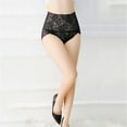 thumbnail image 4 of VISALY Sheer Lace High-Waist Panties: Plus Size Comfort Waistband, Delicate Intimatewear, Black,M, 4 of 7