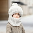 thumbnail image 2 of Lorytime Kids Winter Hat with Attached Scarf Cute Thermal Scarf Fleece Lined Hat Double Layer Hat Pull Over 3-6 Years, 2 of 5