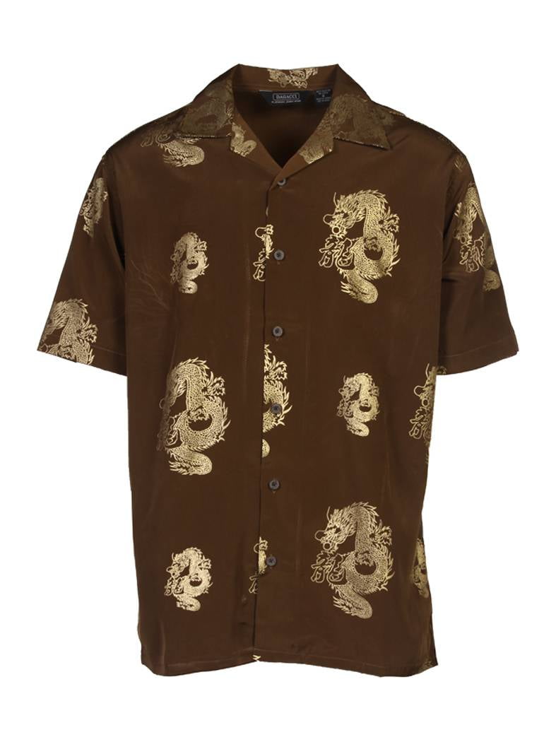 Dragon Button Up Shirt Brown Large