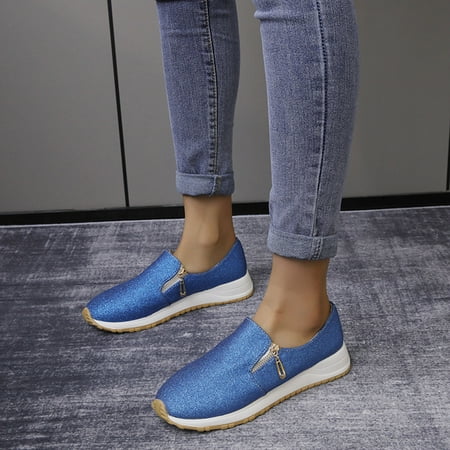 

Qepwscx Zipper Women s Sports Shoes Women s Flat Bottom Round Toe Foreign Trade Platform Large Size Women s Shoes