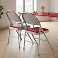 thumbnail image 2 of Twister.CK 2 Pack Folding Chair, PU Foldable Chairs with Padded Seats, Metal Frame Stackable Commercial Seat, for Indoor Outdoor Patio Garden Wedding Party Event, Red, 2 of 7