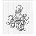 thumbnail image 3 of Ambesonne Octopus Shower Curtain, Sea Animal Hand Drawn Image, 69"Wx84"L, White Charcoal Grey, 3 of 3