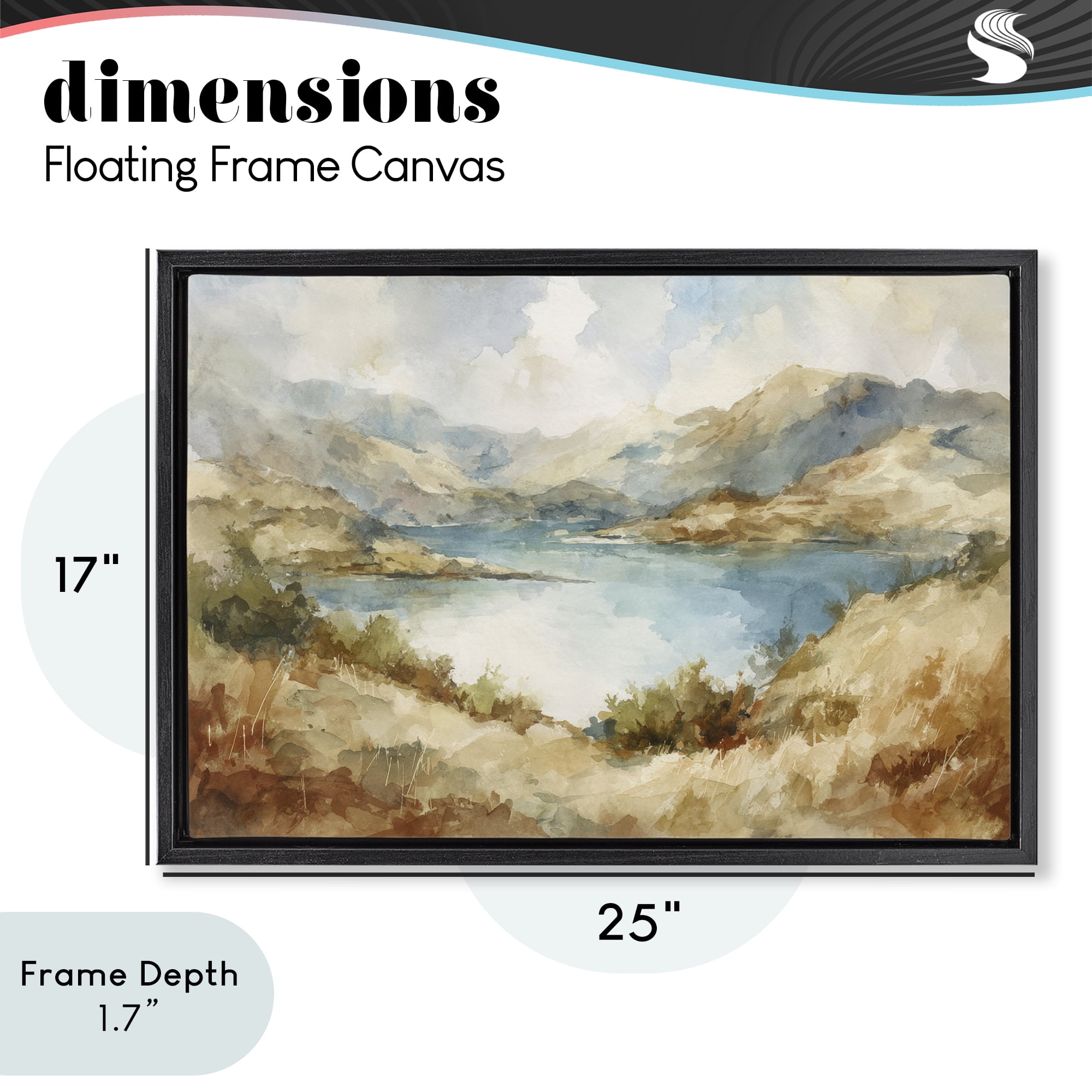 Stupell Industries Secret Mountain Lake Panorama Black Framed Floater Canvas Wall Art, design by Petal Prints Design