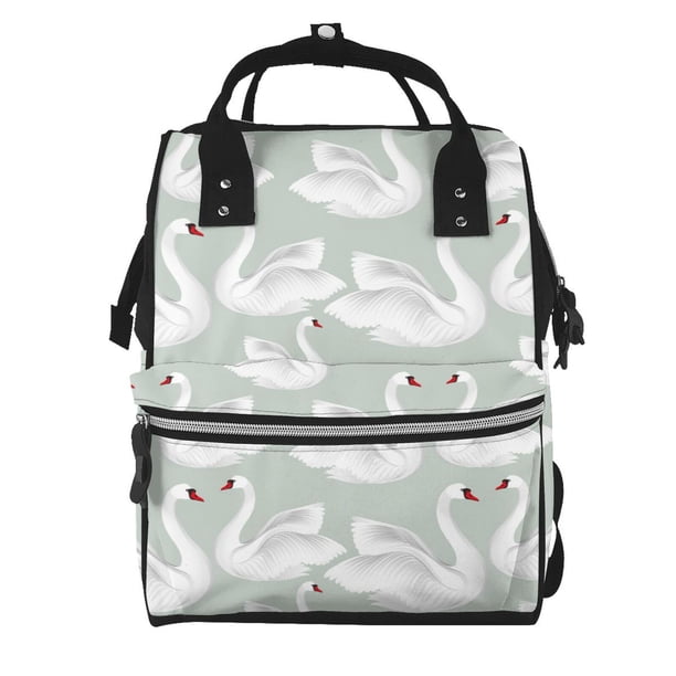 Easygdp White Birds para Bolsa de Bebé de Gran Capacidad con Múltiples Bolsillos, Bolsa de Pañales para Padres, Bolsa de Viaje Organizada y Elegante