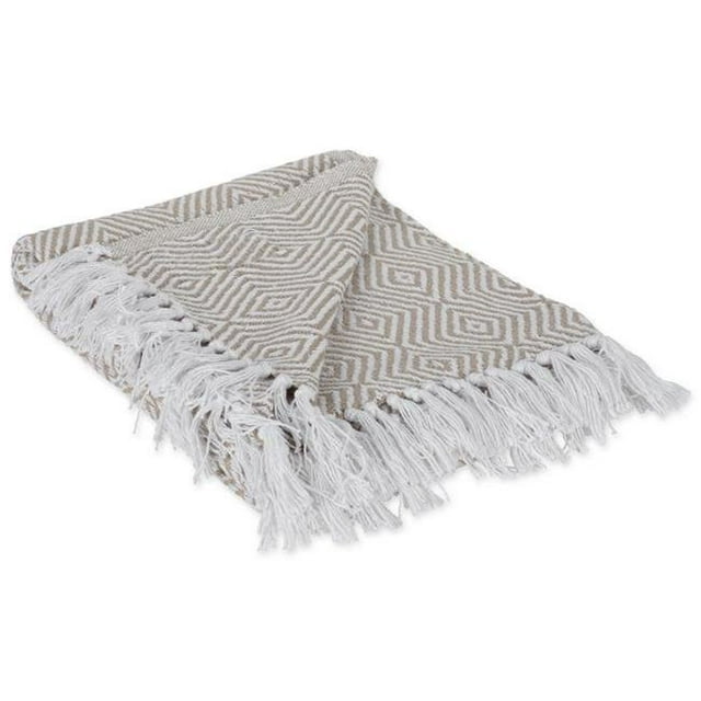 Design Imports CAMZ38511 Stone X-Diamond Geometric Blanket Throw