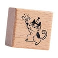 thumbnail image 4 of Sello de gato, lindo animal, pequeño, cuadrado, de 1,2 pulgadas, de madera, para niños, para manualidades. Fiesta, 4 of 9