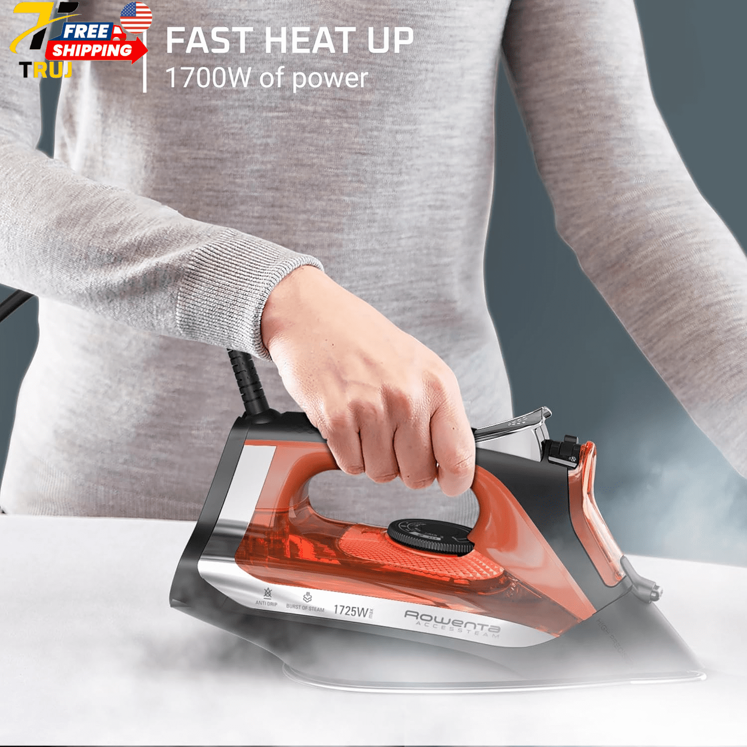 Rowenta Iron Steamer for Clothes, Stainless Steel Soleplate Steam Iron Microste