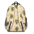 thumbnail image 3 of Cat and Potted Plant Beige Pattern Backpack for School, Cute School Bag with Adjustable Shoulder Straps and Padded Back, 16.9"x12.6"x5.9", 3 of 5