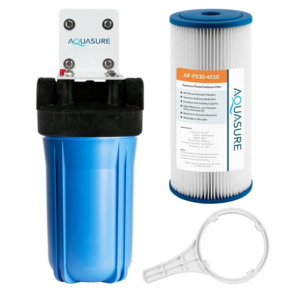 Aquasure Fortitude V Series | 10" High Flow Whole House Pleated Sediment Water Filter - 30 Micron