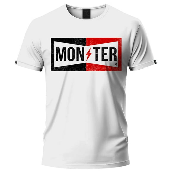 Playera Blanca Manga Corta Mediana Monster Champion