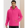 thumbnail image 3 of Unique Bargains Men's Plush Lined Pullover Hoodie Sweatshirts with Pocket 2XL Rose Red, 3 of 5