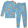 thumbnail image 2 of Dailycode Cotton Pajama Set Snug Fit Long Sleeve Top and Pants for 18M-8Y Cartoon Rockets Plants Stars, 2 of 7
