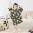 thumbnail image 6 of FORMRS Wearable Blanket Hoodie with Sleeves for Kids Cozy Flannel Sweatshirt, Pink Geometric Flowers, 6 of 7