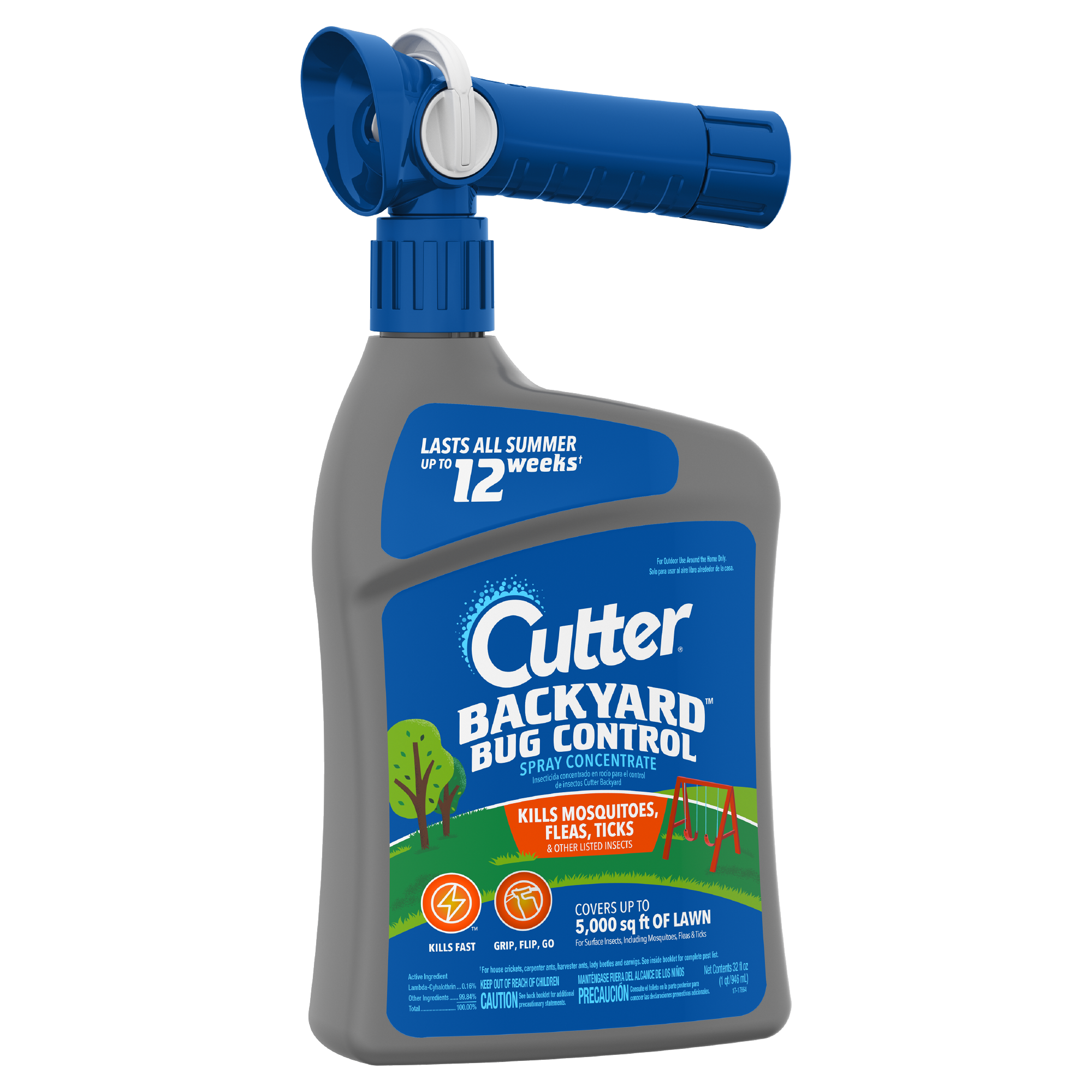 Cutter Backyard Bug Control Insecticide Concentrate with QuickFlip Hose-End Sprayer, 32 Ounces - image 3 of 11