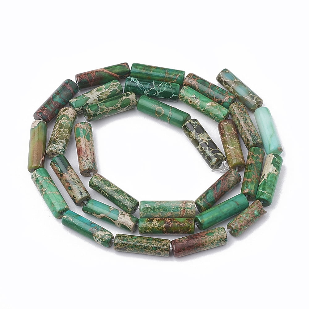 5 strands Imperial Jasper Beads Strands Dyed Column Green 12~13x4~4.5mm Hole: 1~1.2mm about 30pcs/strand 15.9 inch