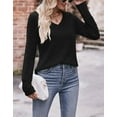 thumbnail image 6 of Lightweight Blouse For Women Solid V Neck Long Sleeve Fall Tops Fashion Ribbed Knit Shirts Cogild, 6 of 6